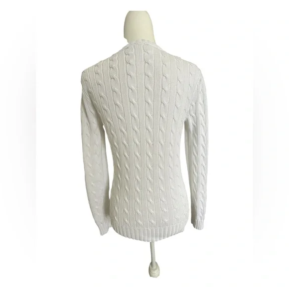 Polo Ralph Lauren Cable-Knit Cotton V-Neck Sweater – Women’s Medium - Picture 6 of 12